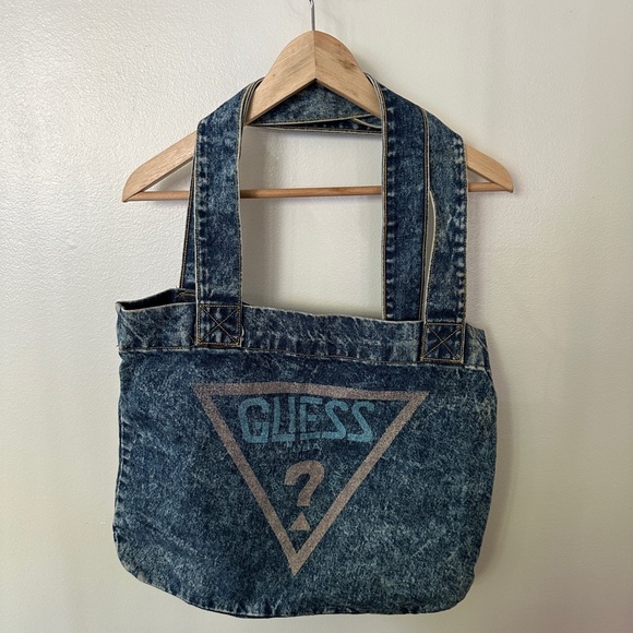 Vintage Guess Stone Wash Denim Tote Bag - Picture 1 of 2